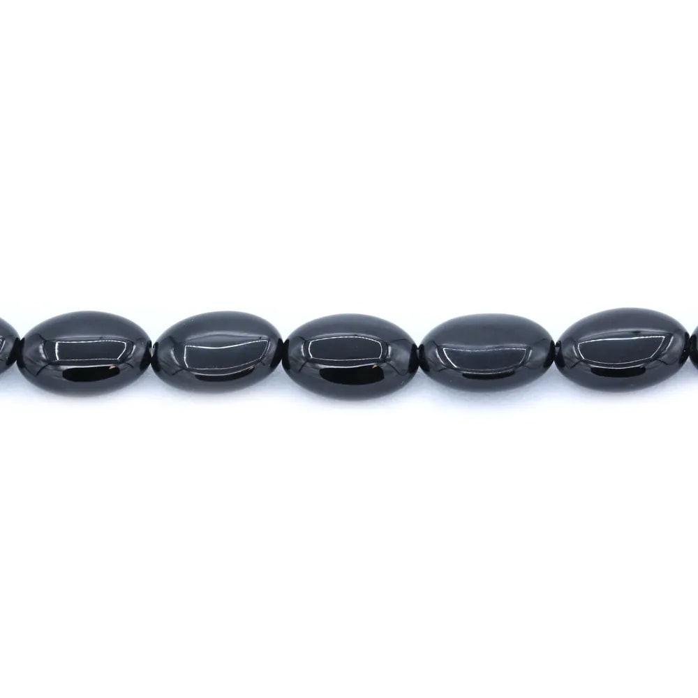 Agate Noire oval 8x12mm x 4 perles