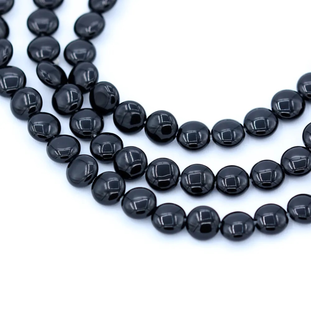 Onyx black, round flat, 8mm x40cm