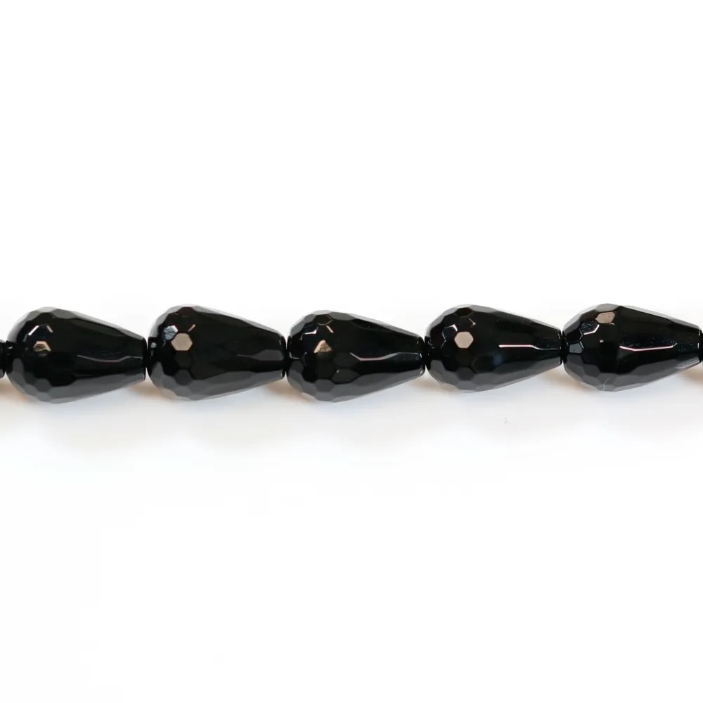 Agate noire goutte facette 8x11mm x 3 pcs
