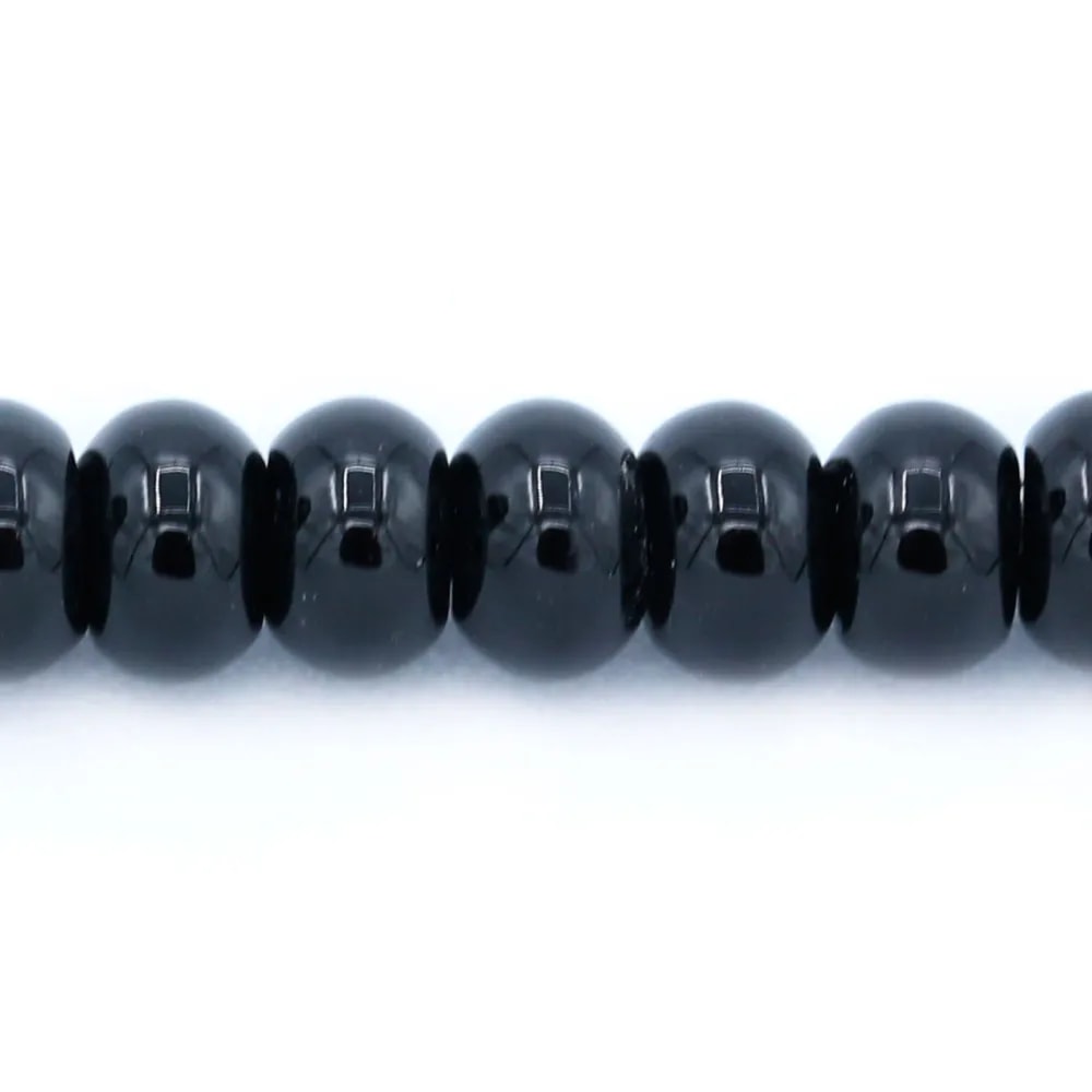 Agate de couleur noire, en forme de rondelle, 3 * 6.5mm x 20pcs