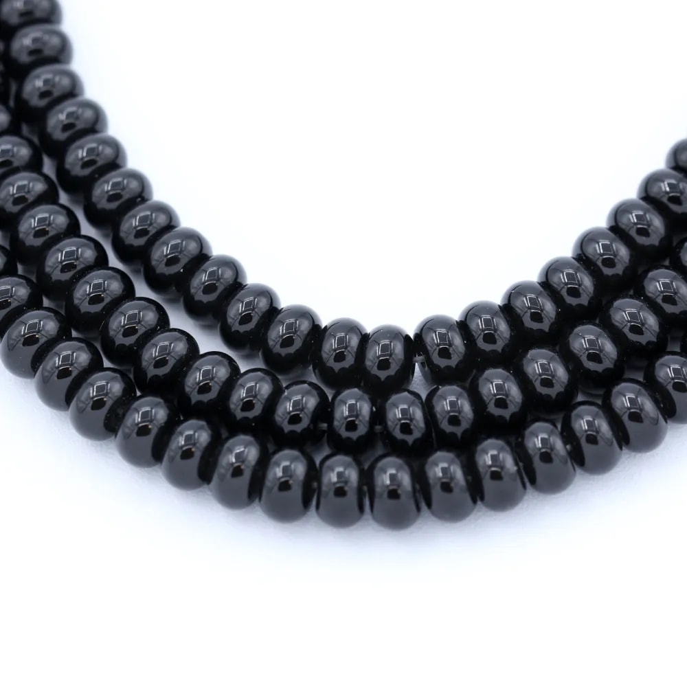 Black Agate Rondelle 5x8mm x40cm