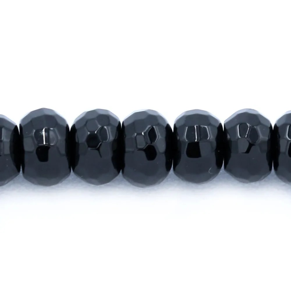 Agate Noire Rondelle Facette