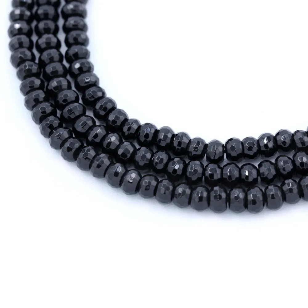 Agate Noire Rondelle Facette 4X6mm