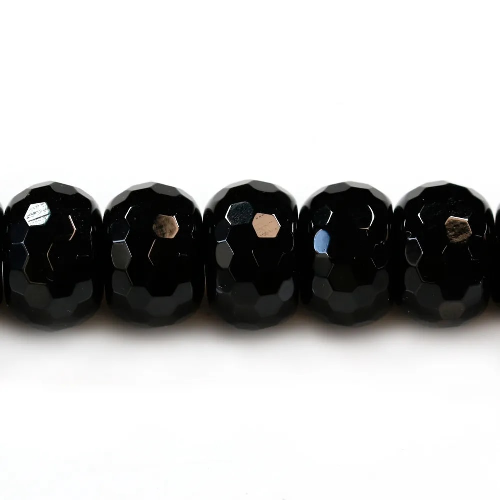 Agate de couleur noire, en forme de rondelle facetté, 10 * 14mm x 5pcs