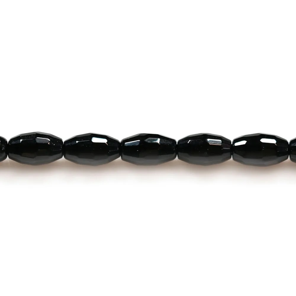 Agate noir tonnelet facetté 4x6mm x 40cm