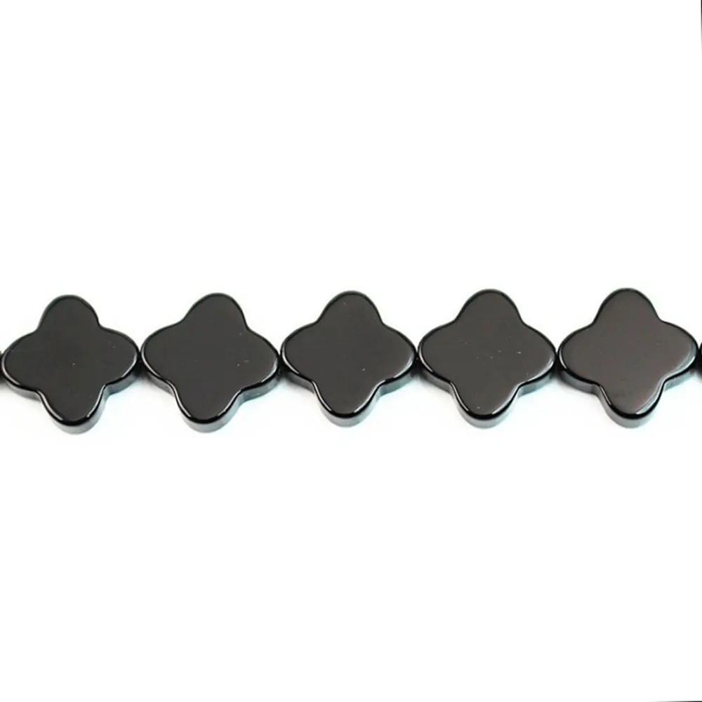 Agate noir trèfle 14mm x 1pc 