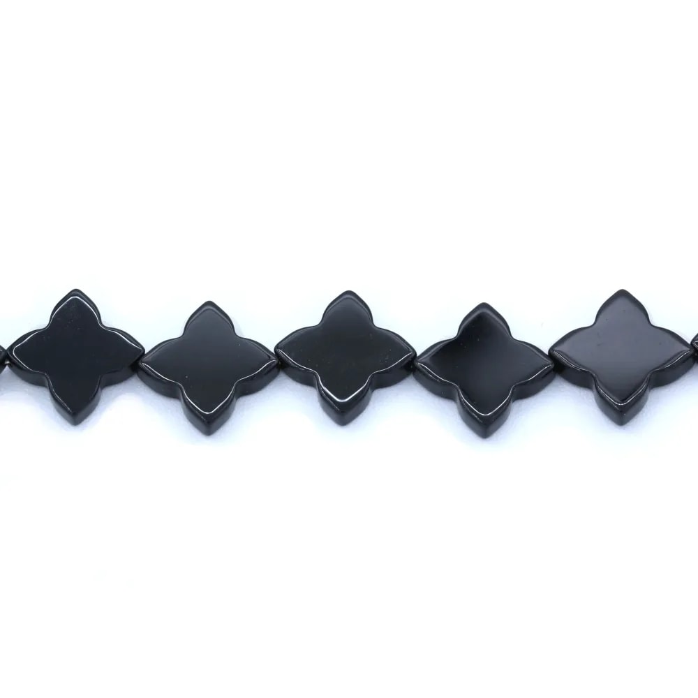 Agate black clover 16mm x 1pc 