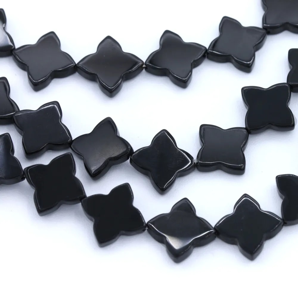 Onyx noir, trèfle, 16mm x 40cm