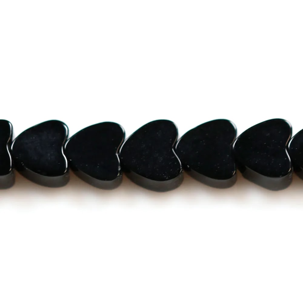 Agate noire cœur 4mm x 40cm