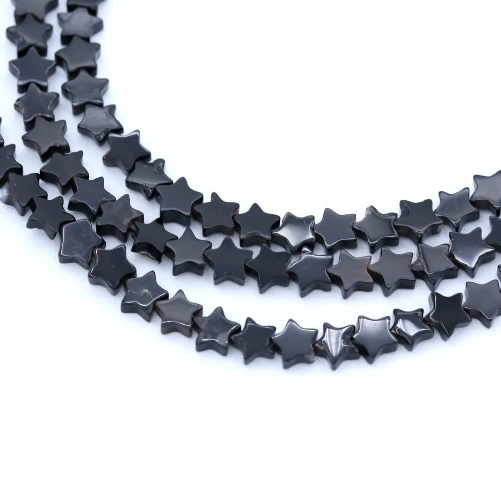 Onyx noir, étoile, 6mm x 40cm