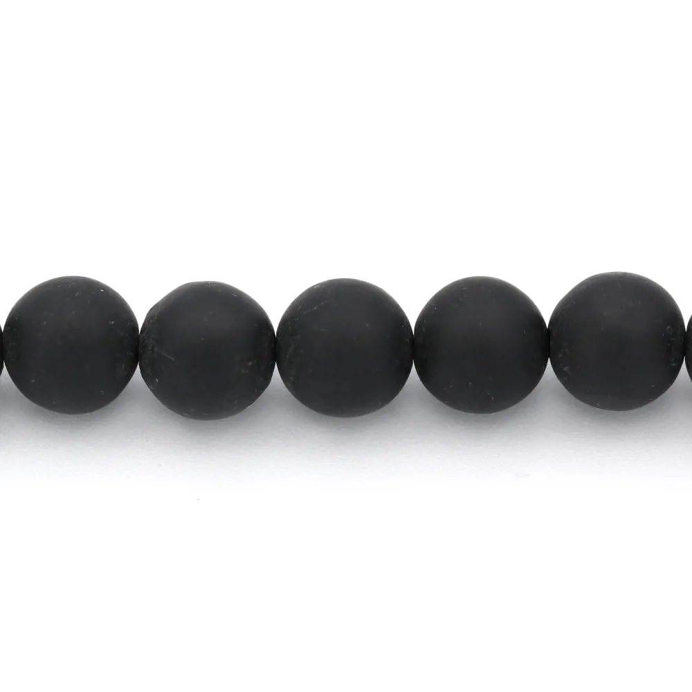 Matte Black Round Stone 14mm