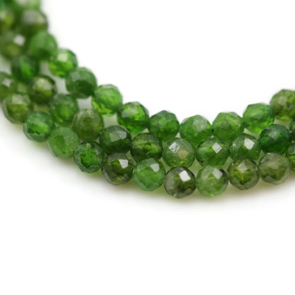 Tsavorite green, in the shape of a faceted round 3.5-4mm x 39cm