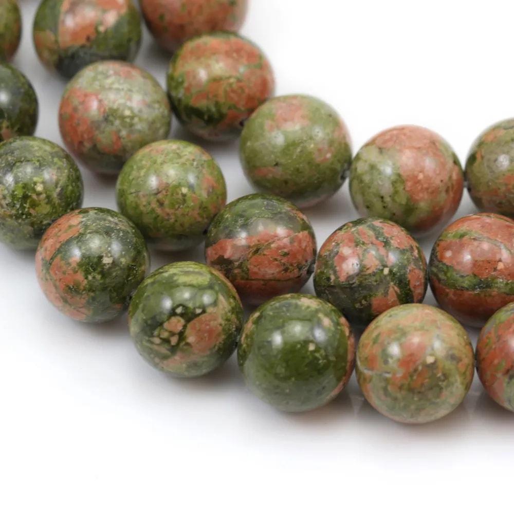 Jaspe unakite ronde 12mm x 40cm