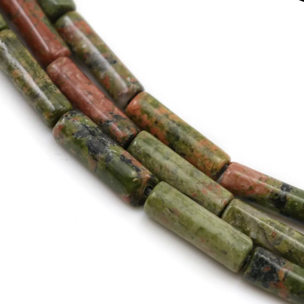 Jaspe unakite tube 4x13mm x 40cm