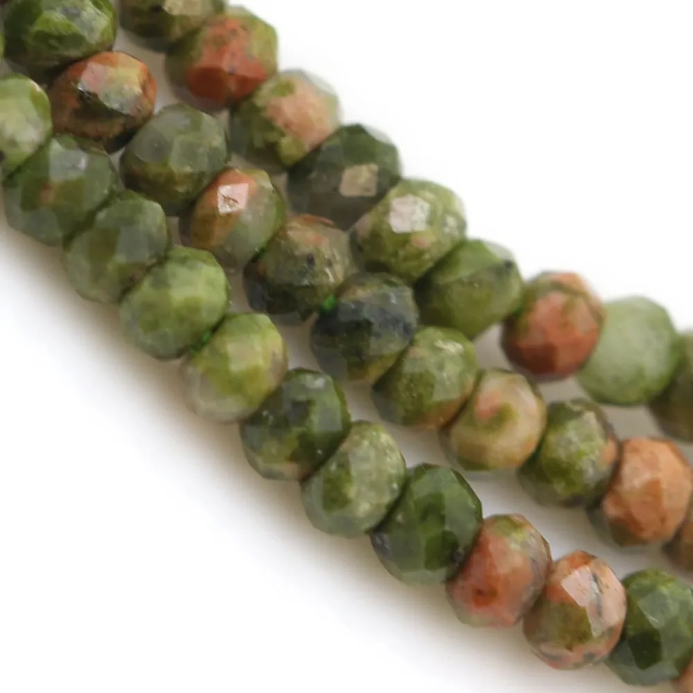 Unakite rondelle facette 1.5x2.2mm x 40cm