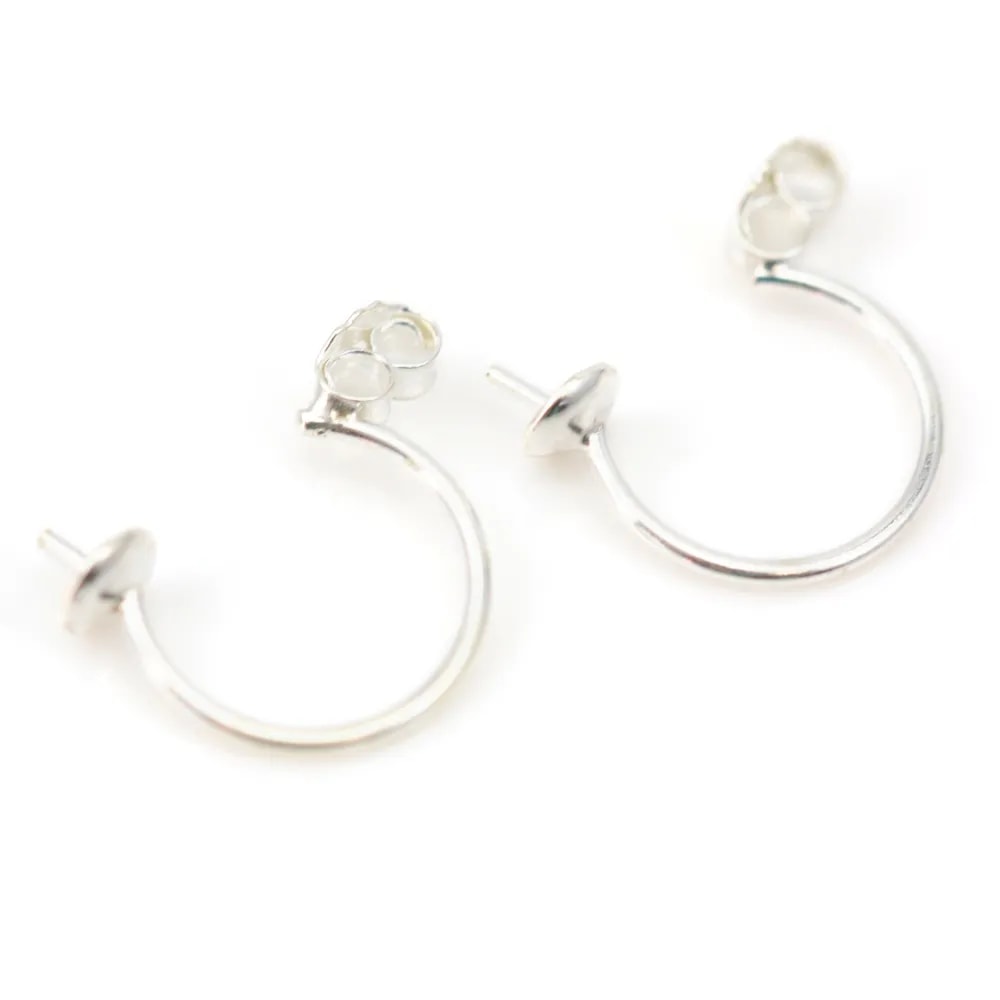 925 sterling silver ear studs for half-drilled pearls 4.10mm x 2pcs