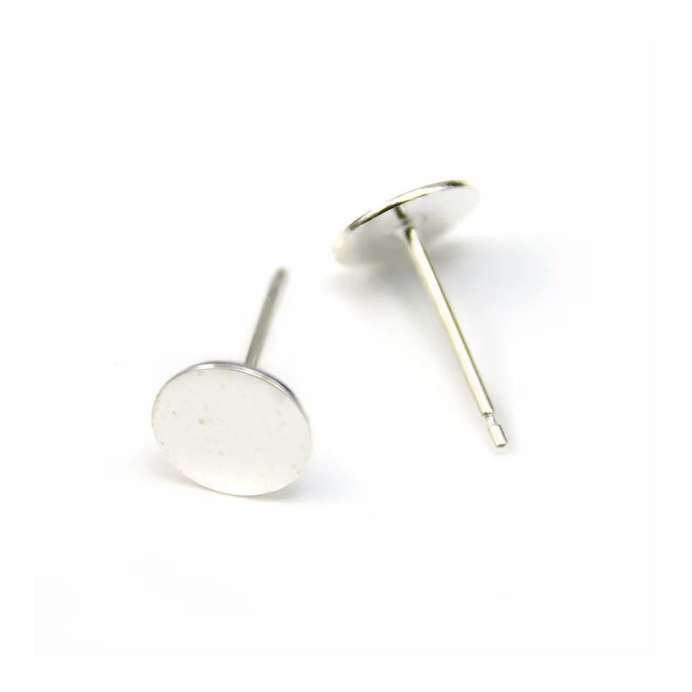 Clous d'oreilles à coller avec coupelle lisse en argent 925 7mm x 4pcs.