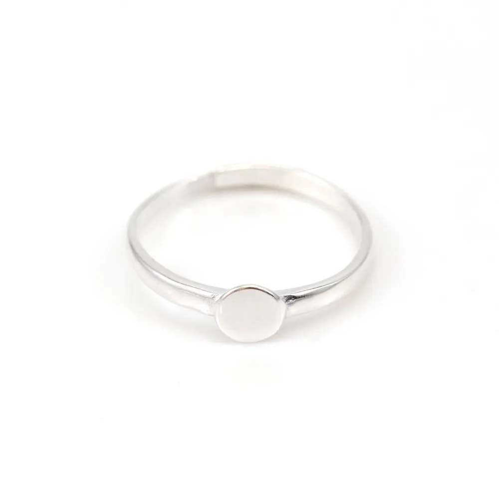 925 silver adjustable ring with  6mm round base x 1pc