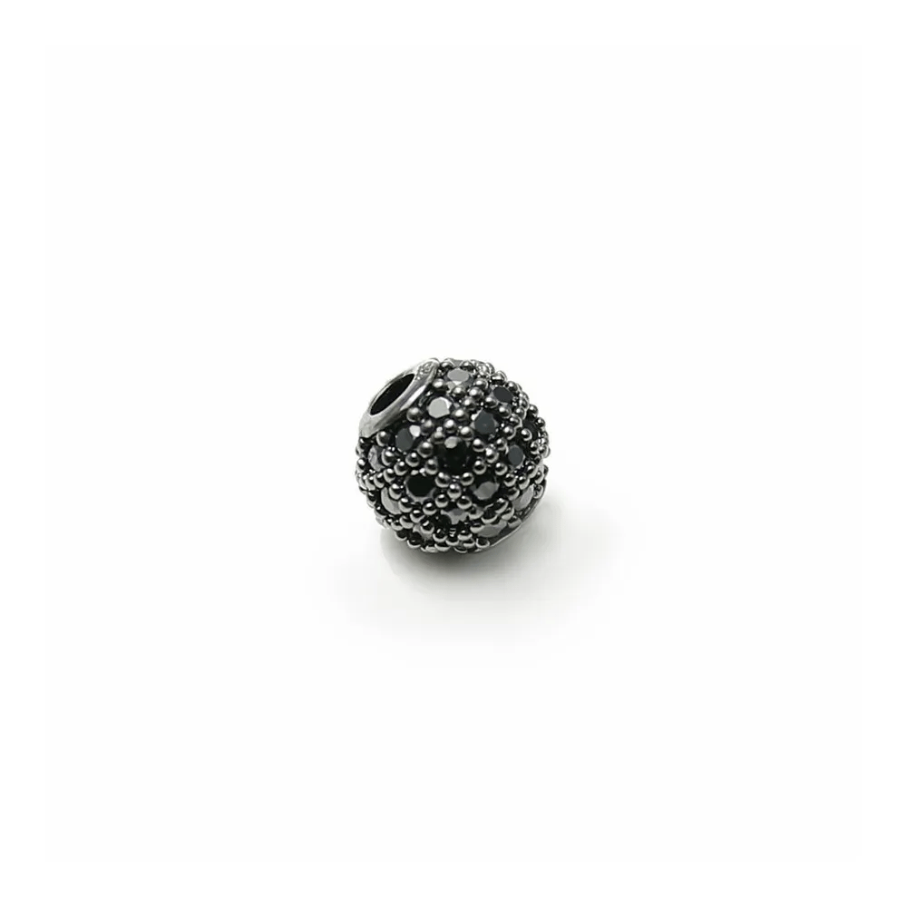 Boule avec strass 6mm en argent 925 noir  x 1pc