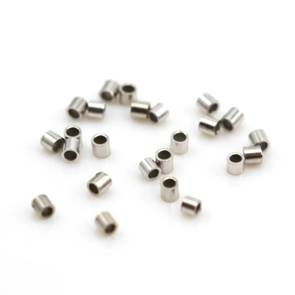 Rhodium 925 silver crimp tubes 1.5x1.5mm x 50pcs