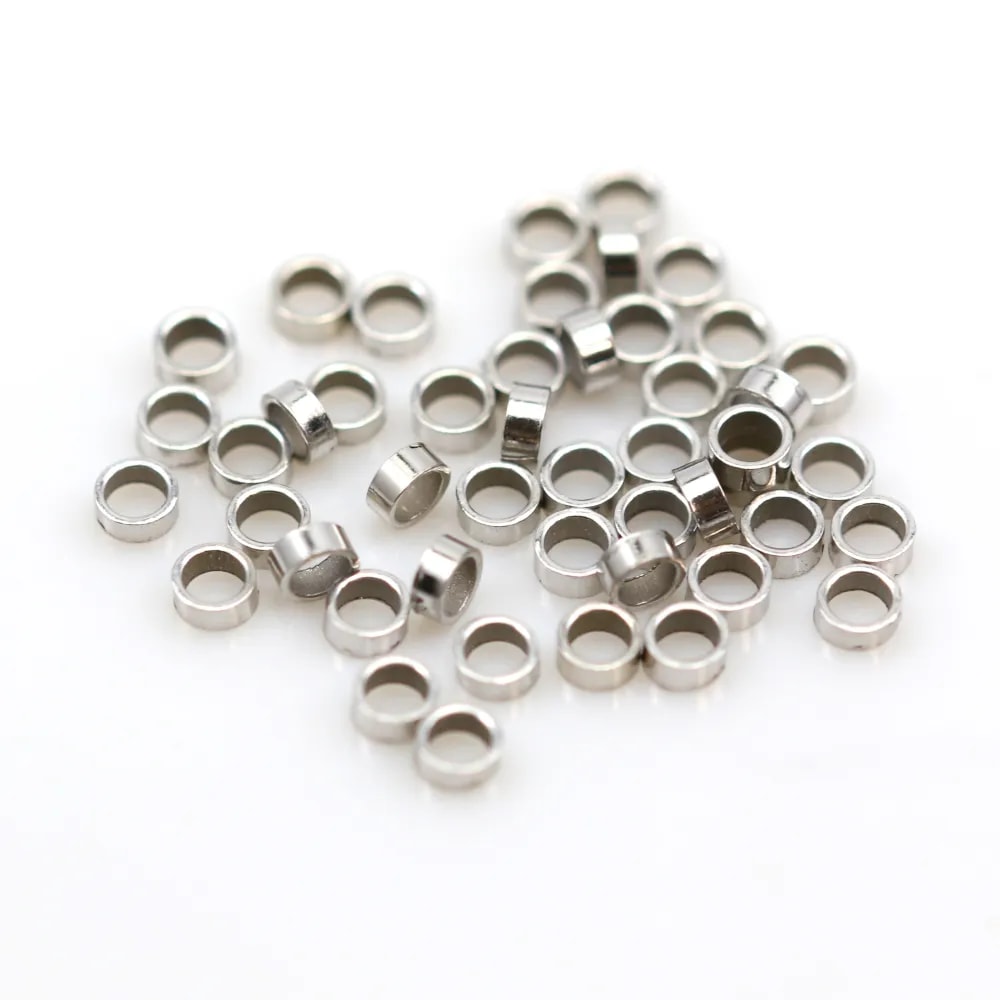 Rhodium 925 silver crimp tubes 2.0x1.0mm x 30pcs