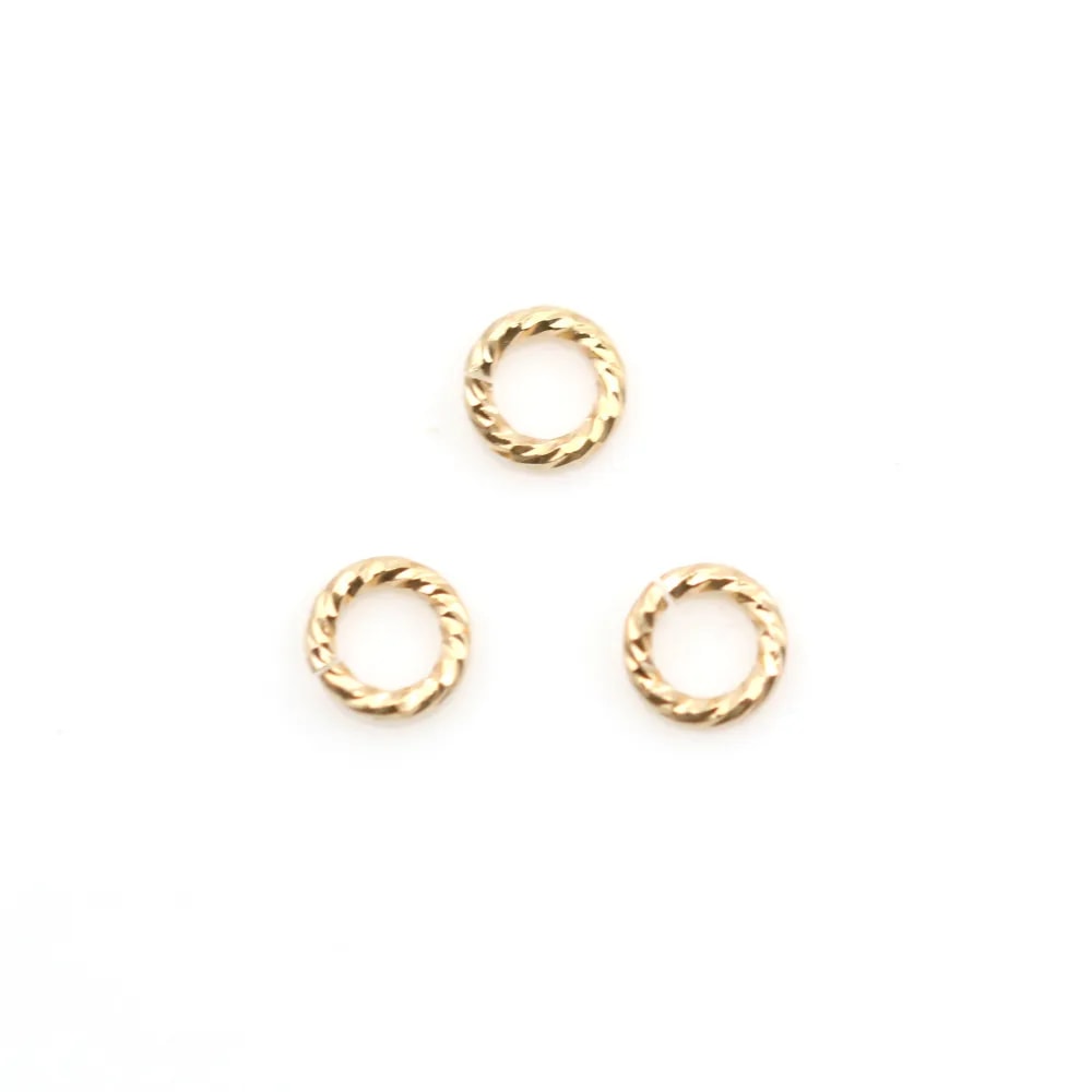 Anneaux torsade en gold filled 14 carats 0.76x6mm x 4pcs