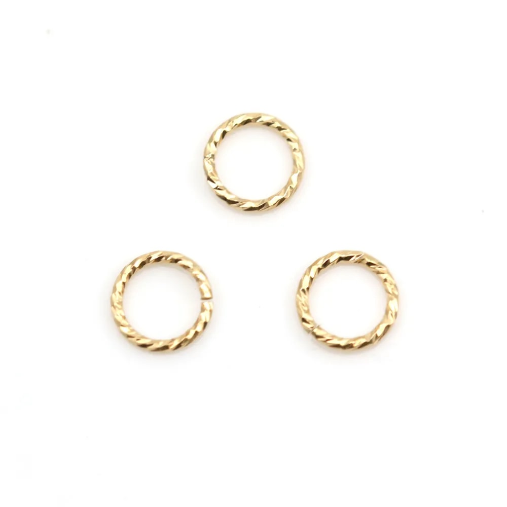 Anneaux ouvert guilloché en gold filled 14 carats 4mm x 10pcs