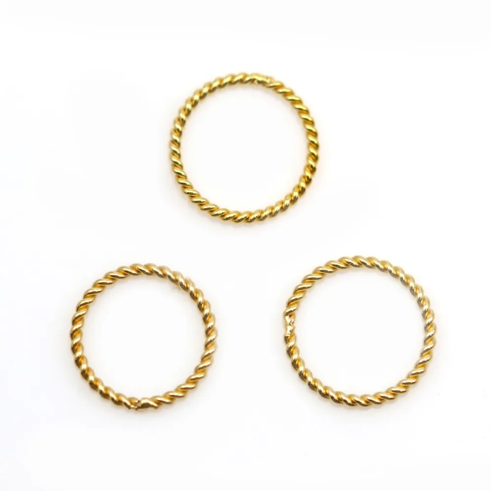 Anneaux torsade en gold filled 14 carats 0.76x6mm x 4pcs