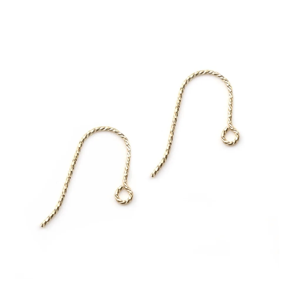 Crochets d'oreilles guillochés en gold filled 14 carat 0.76x20mm x 2pcs
