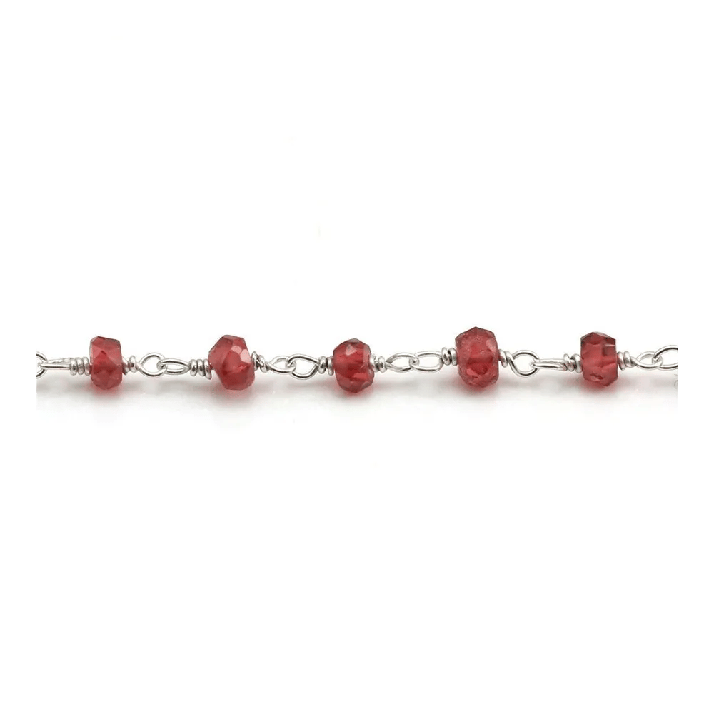 Chaîne Argent  avec Grenat en 3-4mm x 20cm