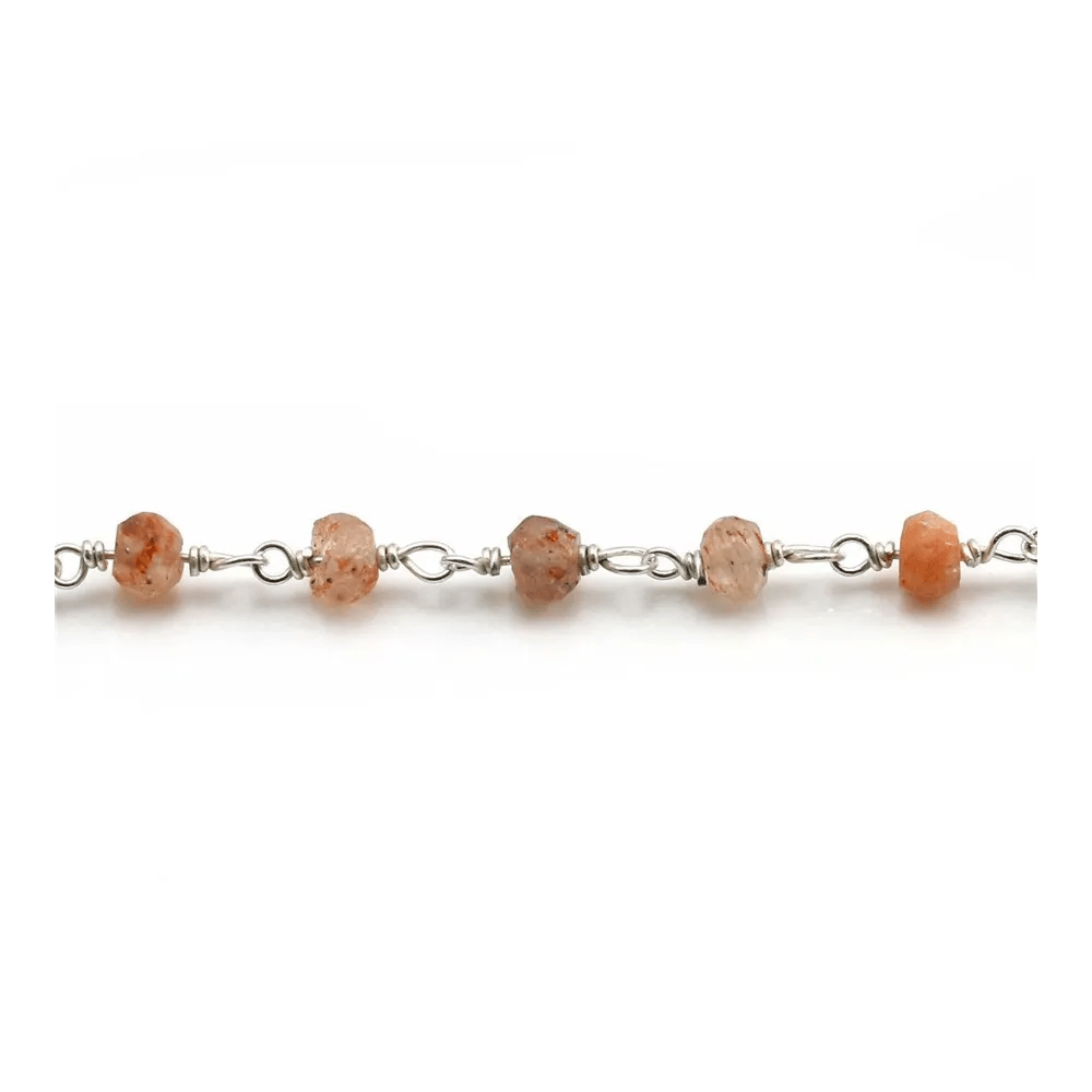 Chaîne Argent avec Quartz  en 3-4mmx 20cm
