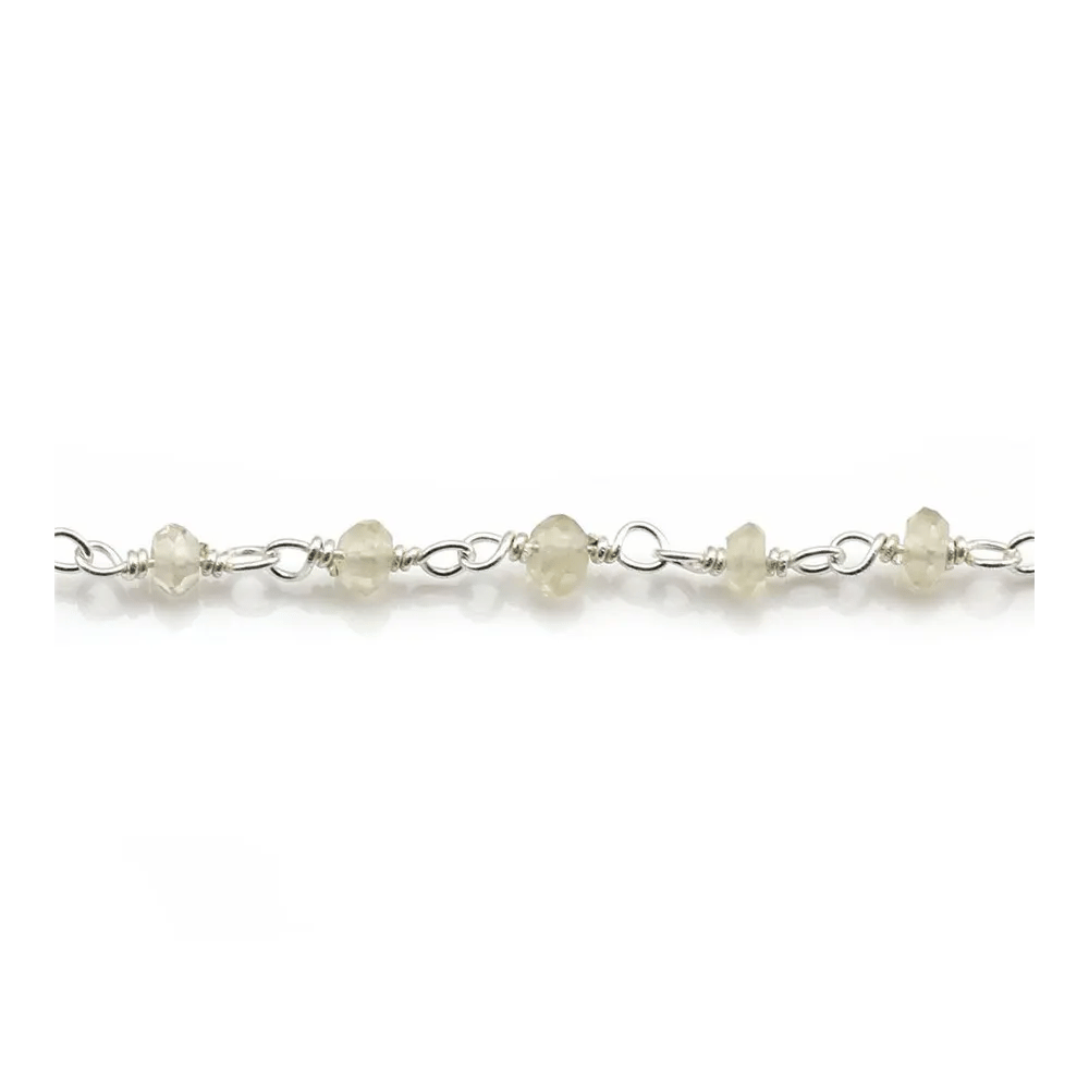 Chaîne Argent avec Quartz Lemon en 2-3.5mmx 20cm