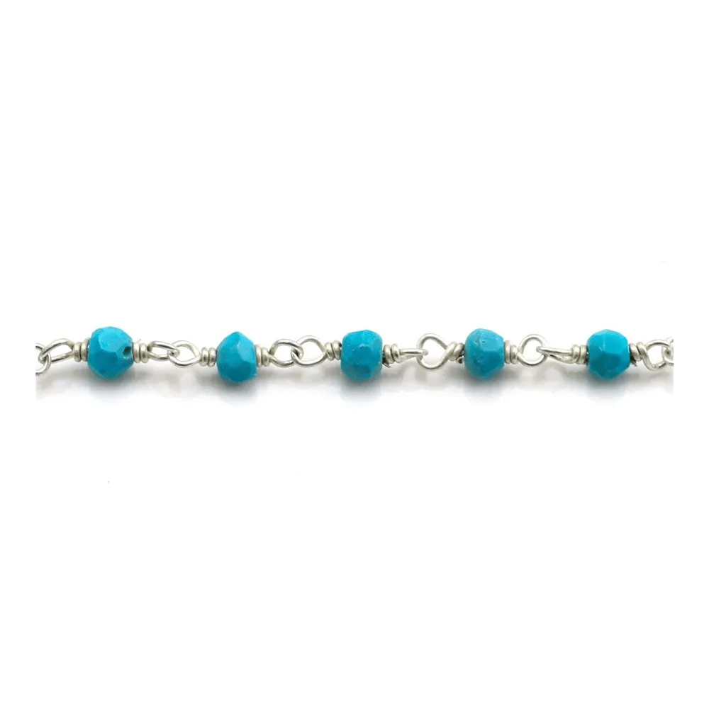 Chaîne Argent avec Turquoise reconstitué en 3-4mm x 20cm