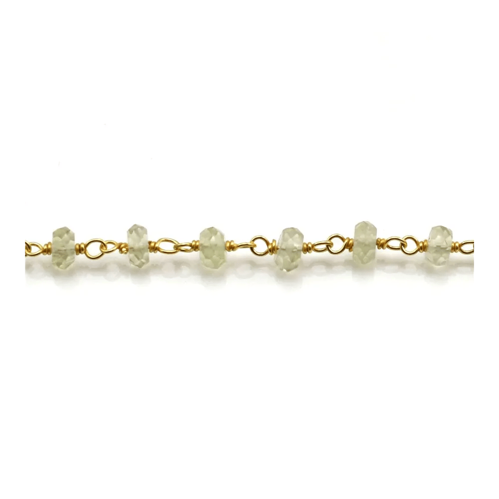 Chaîne Argent Doré avec Quartz Lemon en 3-4mmx 20cm