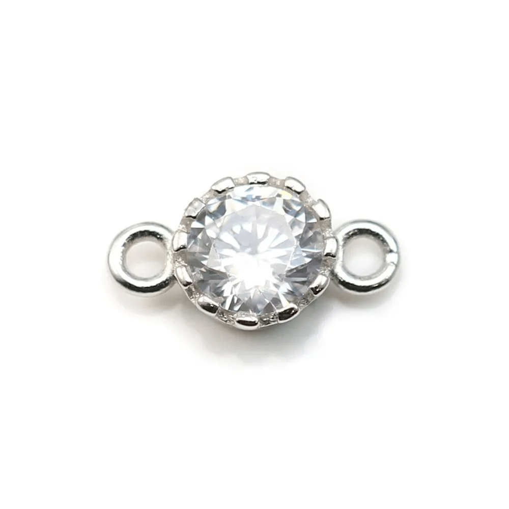 Intercalaire argent 925 oxyde de zirconium ronde 5.9x10.6mm x 2pcs