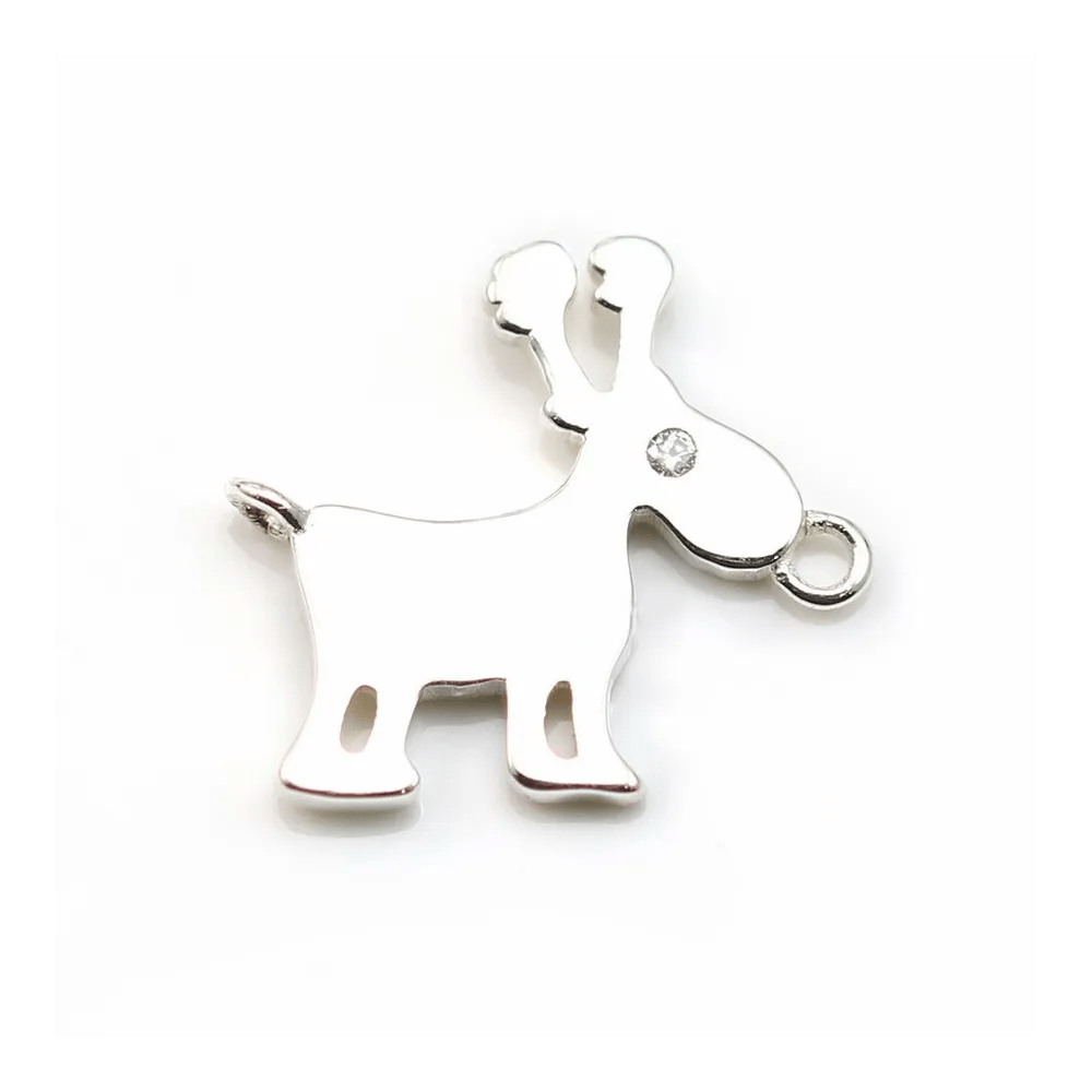 Breloque en argent 925 zirconium avec 2 anneaux 15x17mm x 1pc