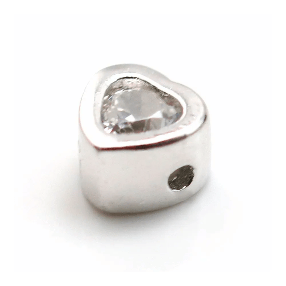 Intercalaire coeur en argent 925 & avec zirconium 4mm x 1pc