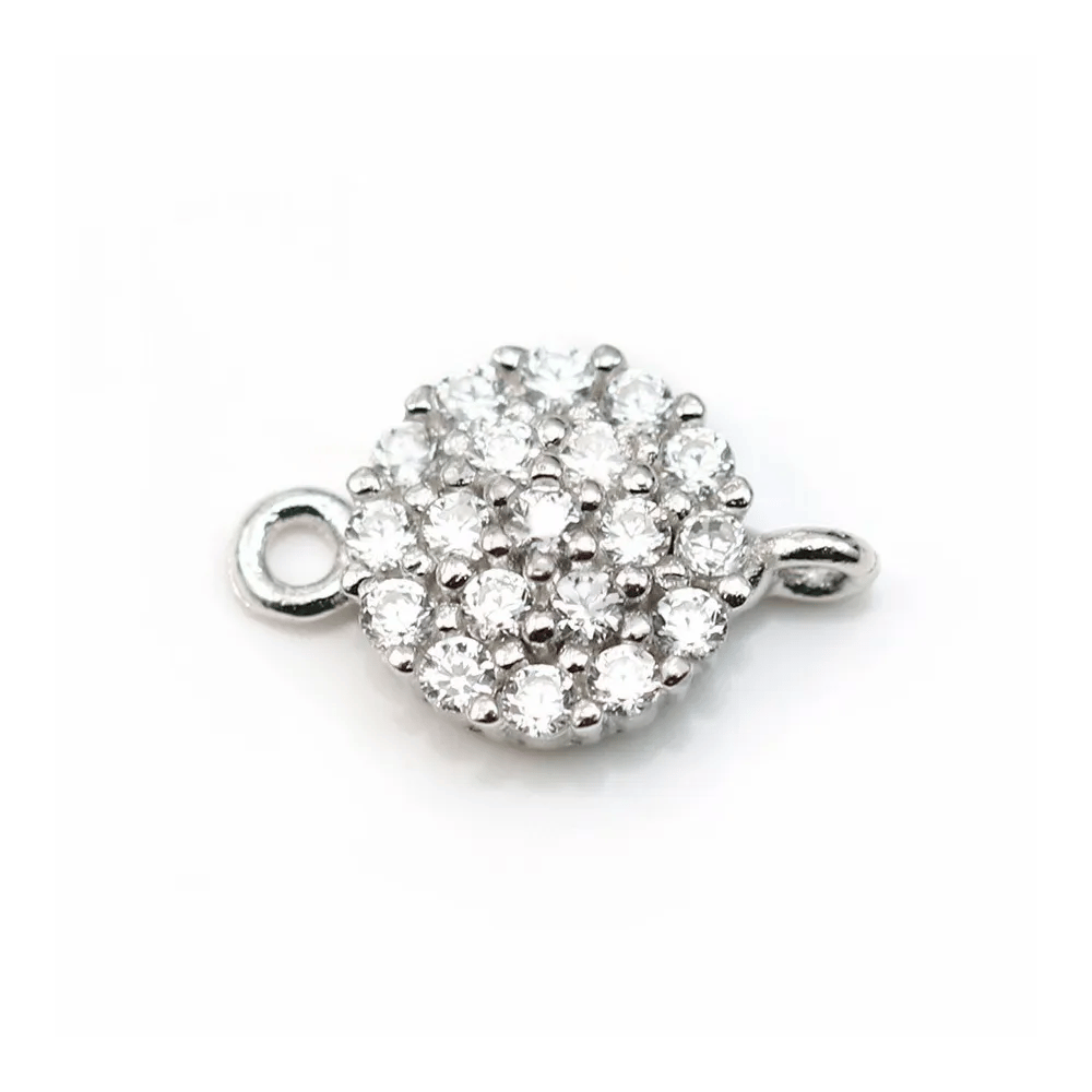 Breloque en argent 925 & zirconium 8x13mm avec 2 anneaux