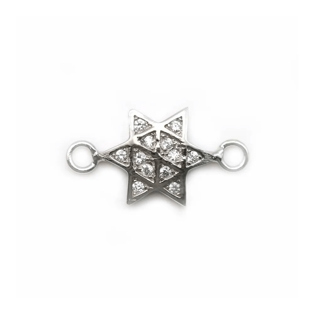 Intercalaire carré avec zirconium 7.75mm en argent 925 rhodié  x 1pc