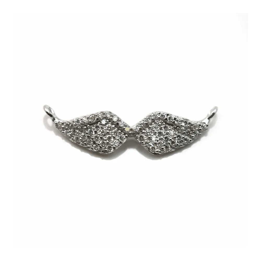 Intercalaire moustache 6.3x23mm avec zirconium en argent 925 rhodié  x 1pc