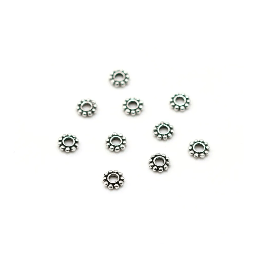 925 silver flower spacer bead 5x1.5mm x 4pcs