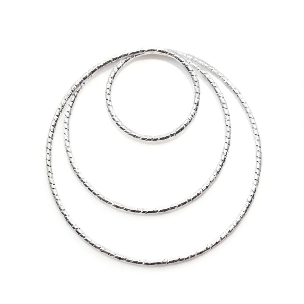 925 Silver Rings  , triple rings, hammered,30mm x 1pc