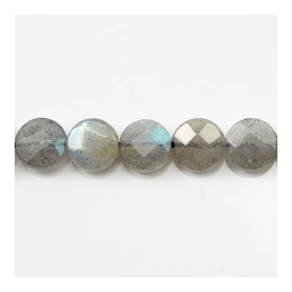 Labradorite Ronde Plate Facette 10mm x  4pcs