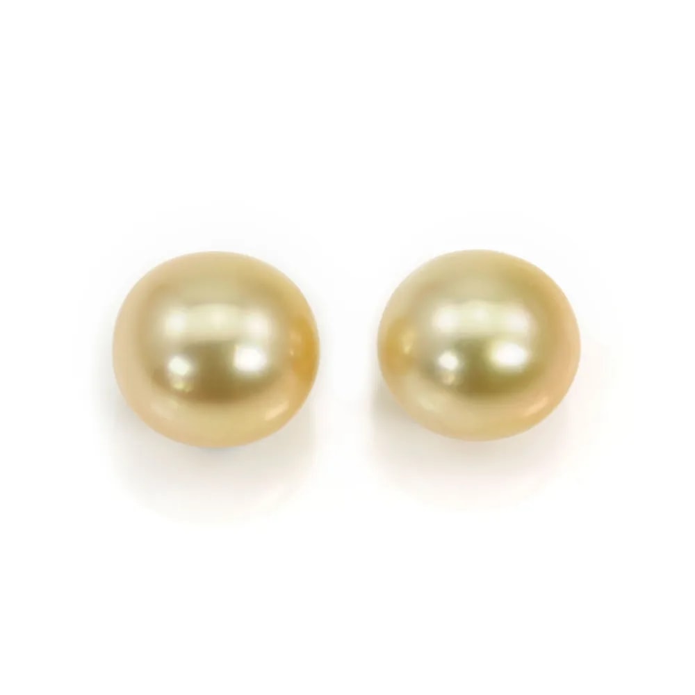 Perle des mers du Sud, dorée, semi-ronde, 10-11mm x 2pcs,  AA