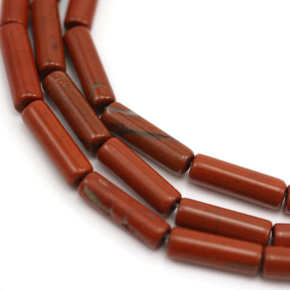 Jaspe rouge, en forme de tube 4x13mm x 40cm