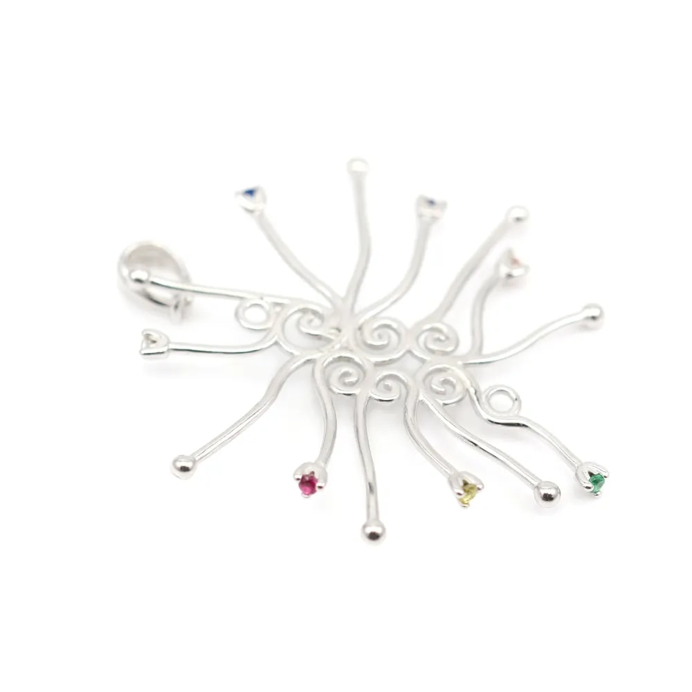 Pendentif en argent 925 rhodié & zirconium multicolore pour perle baroque x 1pc