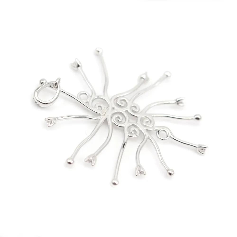 Pendentif en argent 925 rhodié & zirconium pour perle baroque x  1pc