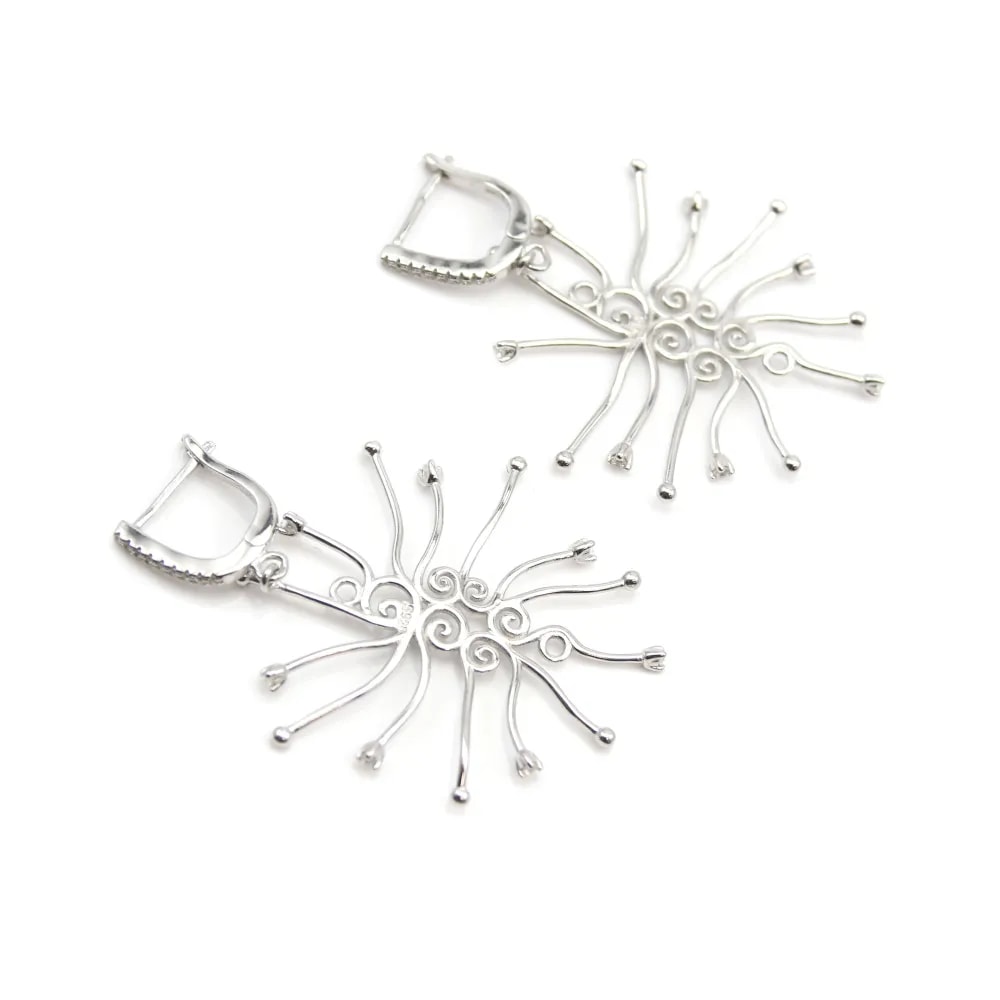 Dormeuse en argent 925 rhodié & zirconium pour perle baroque x 1pc