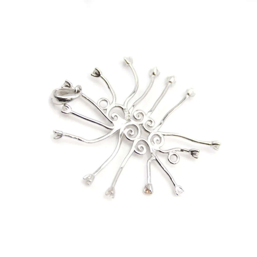 Pendentif en argent 925 rhodié & zirconium pour perle baroque x 1pc