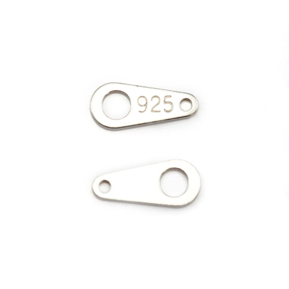 925 sterling silver "silver" tag 3.5x8.5mm x 10pcs
